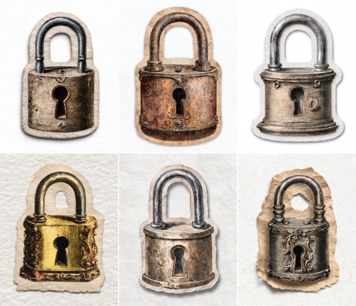 antique – 24 Antique Lock Fussy Cuts