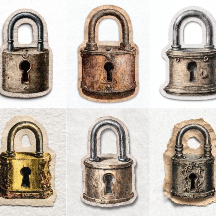 antique – 24 Antique Lock Fussy Cuts