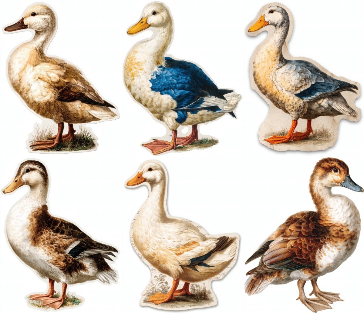 folksy – 24 Folksy Duck Rustic Farm Clipart Bundle Cutouts