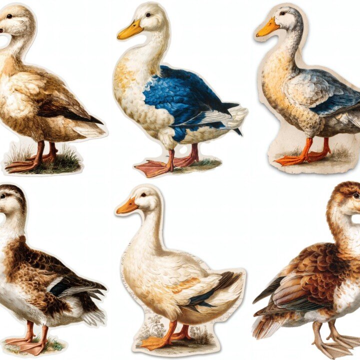 folksy – 24 Folksy Duck Rustic Farm Clipart Bundle Cutouts