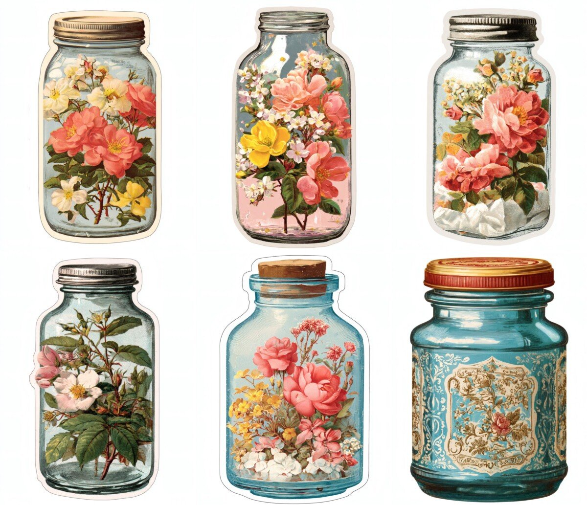 vintage – 30 Vintage Jar Fussy Cuts