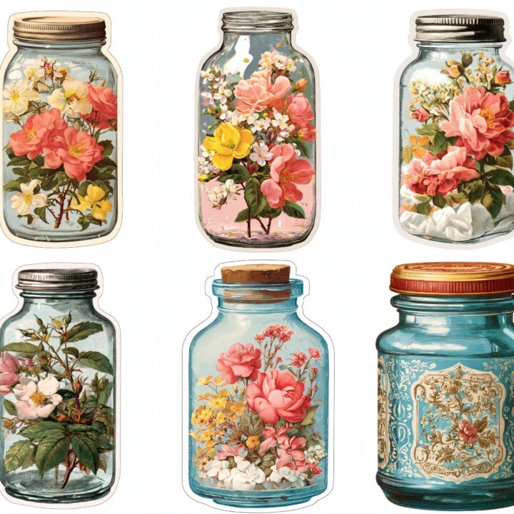 vintage – 30 Vintage Jar Fussy Cuts