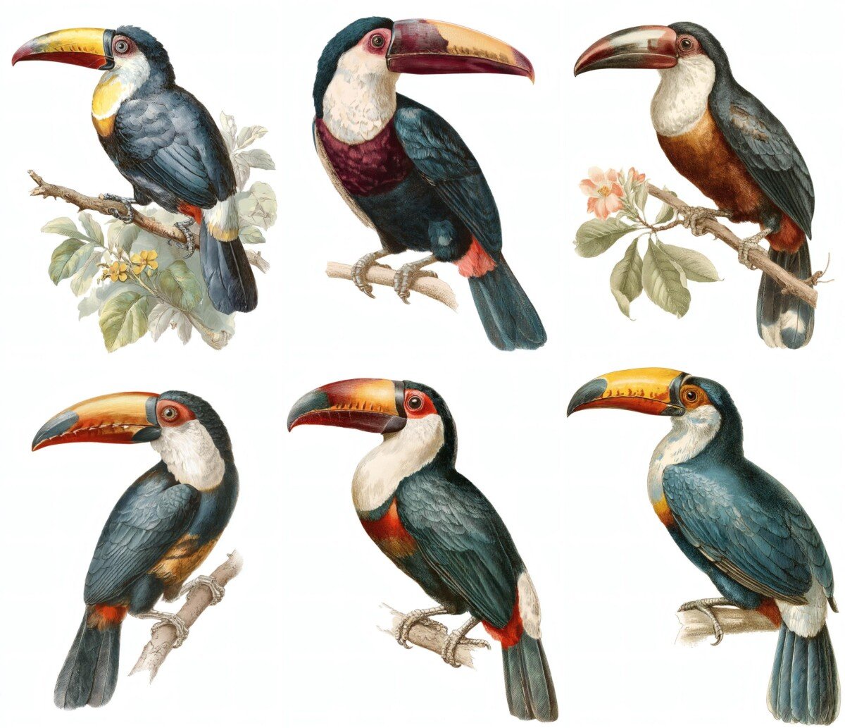 toucan – 24 Toucan Bird Junk Journal Fussy Cuts