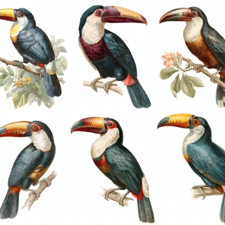toucan – 24 Toucan Bird Junk Journal Fussy Cuts