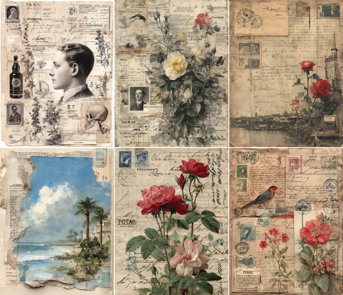 vintage – 39 Vintage Paper Junk Journal Pages