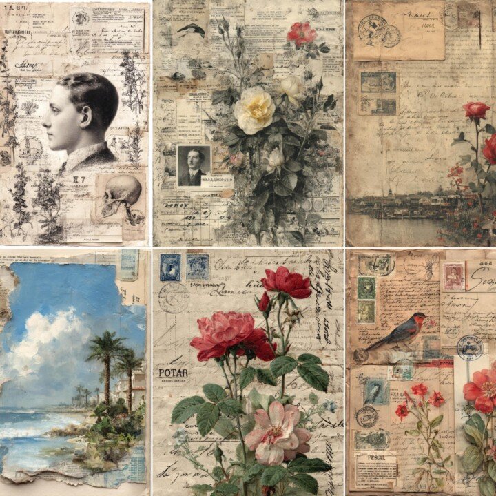 vintage – 39 Vintage Paper Junk Journal Pages