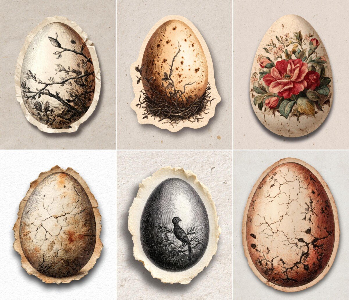 vintage – 24 Vintage Easter Egg Junk Journal Fussy Cuts