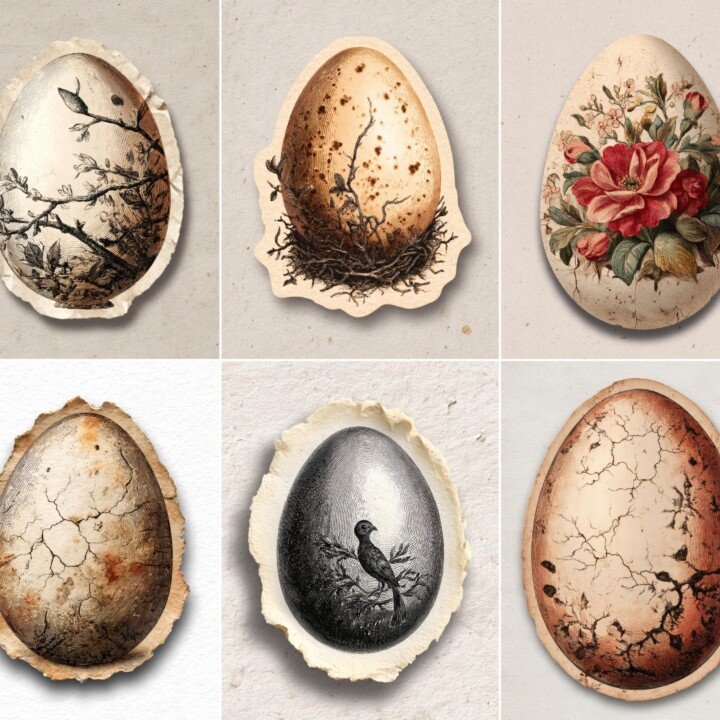 vintage – 24 Vintage Easter Egg Junk Journal Fussy Cuts