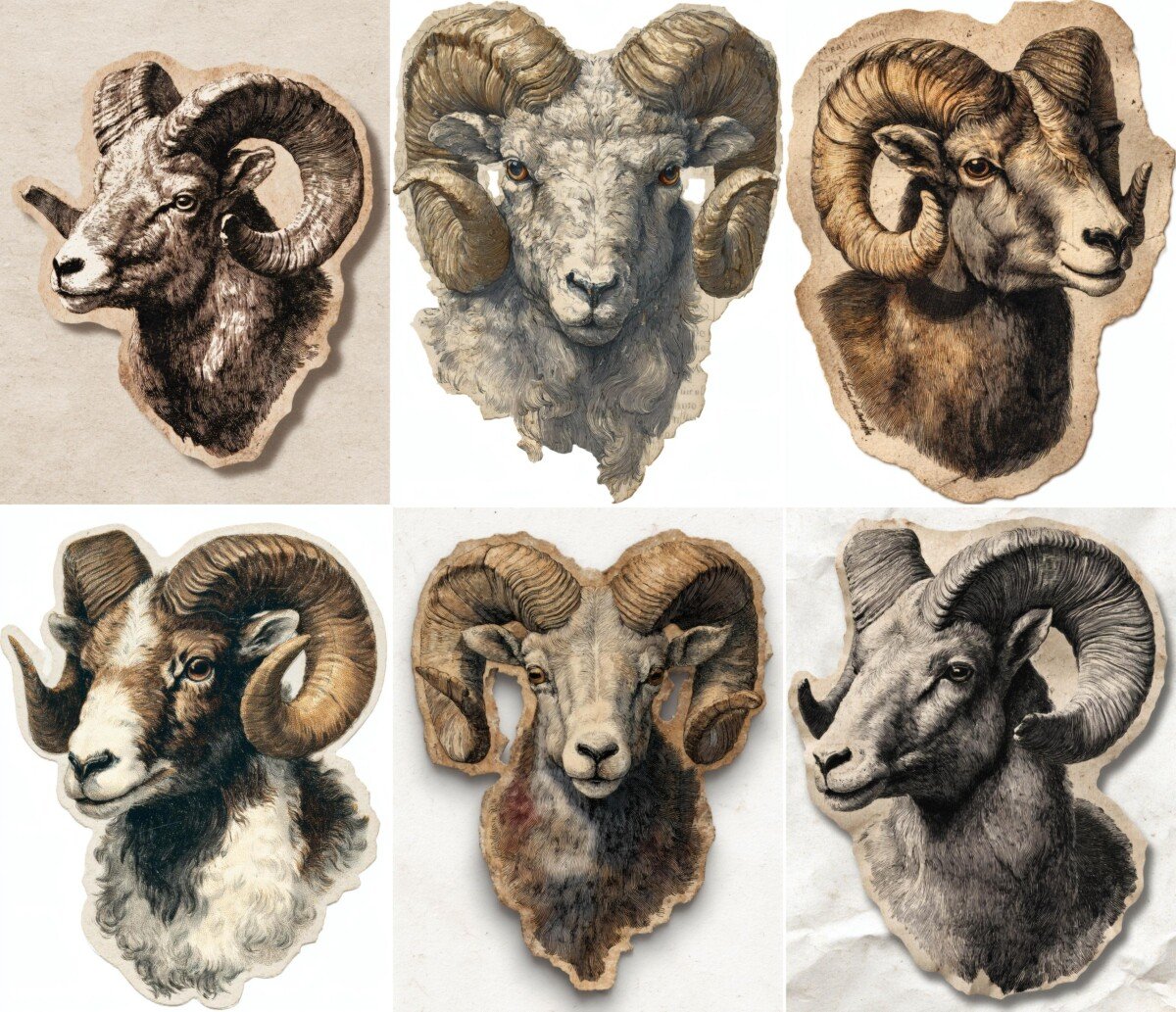 aries – 24 Aries Ram Head Fussy Cuts