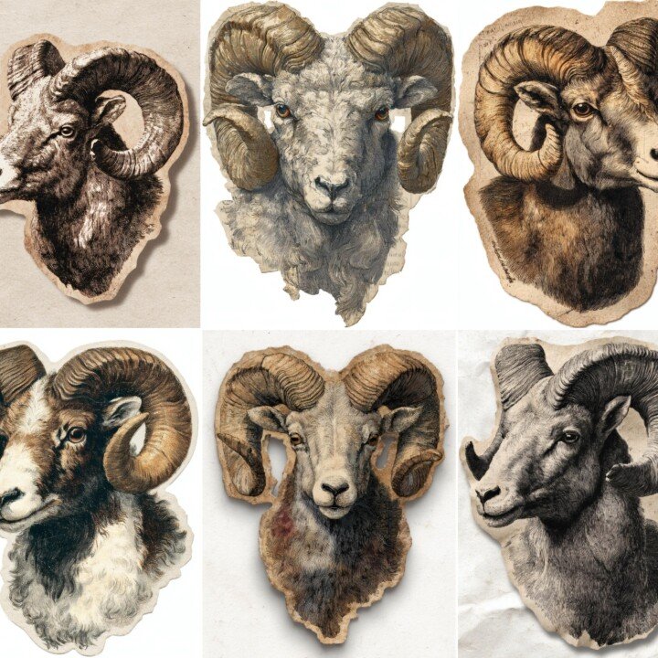 aries – 24 Aries Ram Head Fussy Cuts