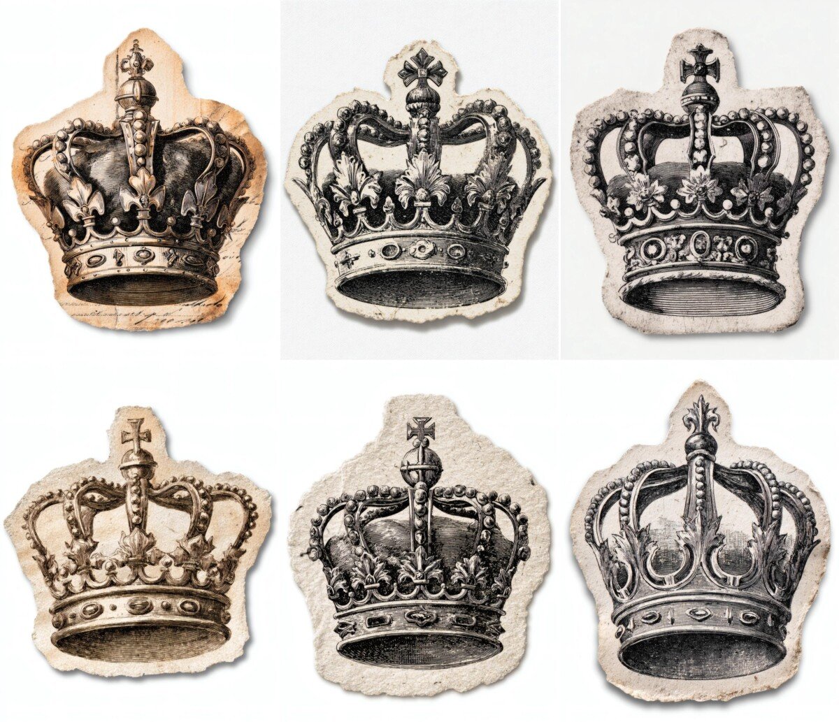 royal – 24 Royal Crown Junk Journal Fussy Cuts