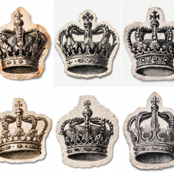 royal – 24 Royal Crown Junk Journal Fussy Cuts