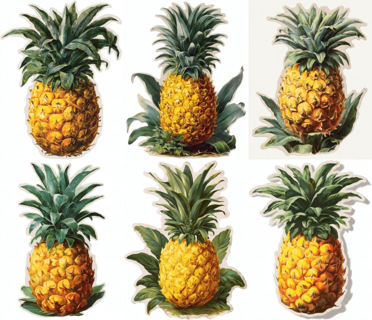 pineapple – 24 Pineapple Junk Journal Fussy Cuts