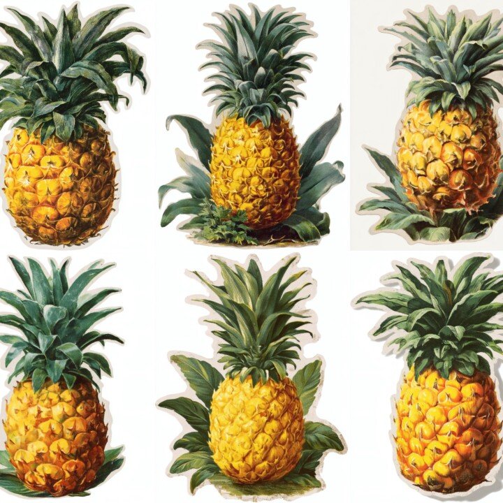 pineapple – 24 Pineapple Junk Journal Fussy Cuts