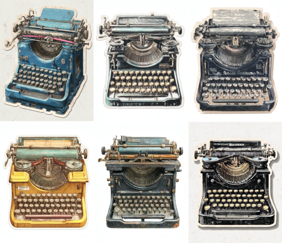 typewriter – 24 Typewriter Retro Office Junk Journal Supplies Cutouts