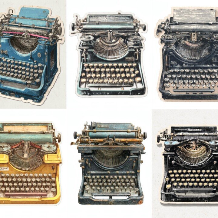 typewriter – 24 Typewriter Retro Office Junk Journal Supplies Cutouts