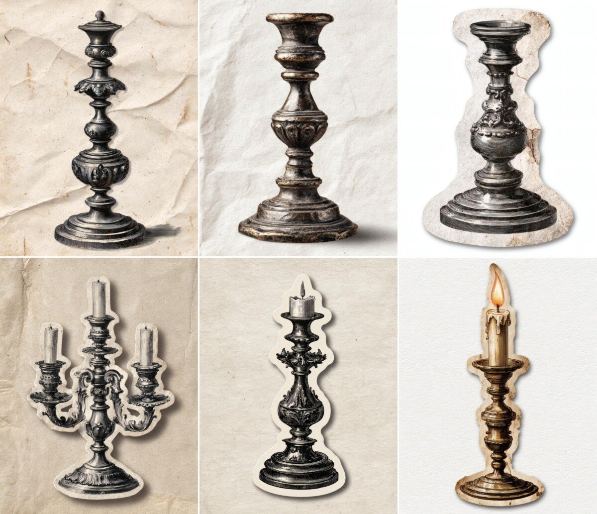 candlestick – 24 Candlestick Junk Journal Fussy Cuts