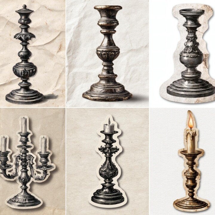 candlestick – 24 Candlestick Junk Journal Fussy Cuts