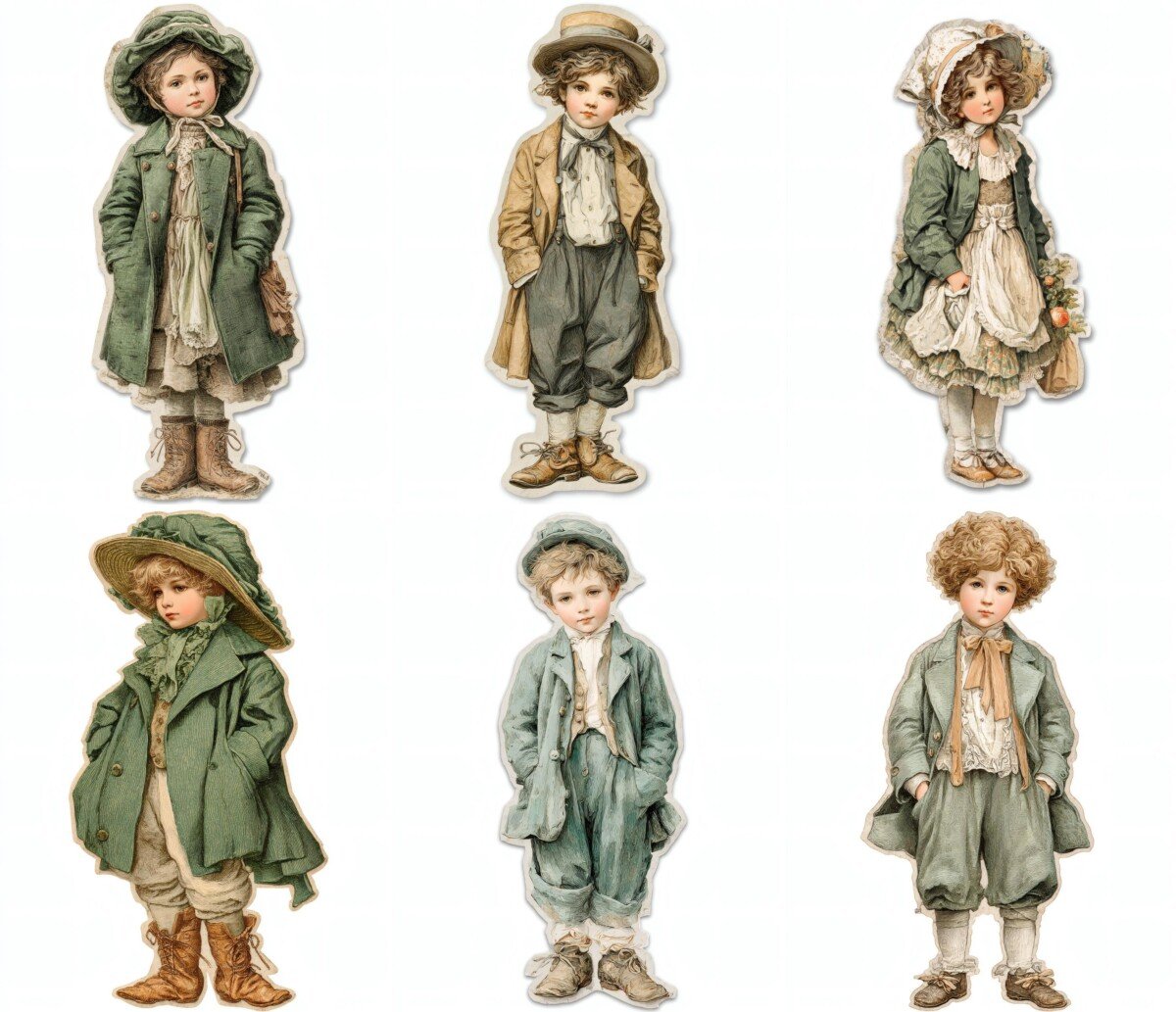 victorian – 28 Victorian Child Junk Journal Fussy Cuts