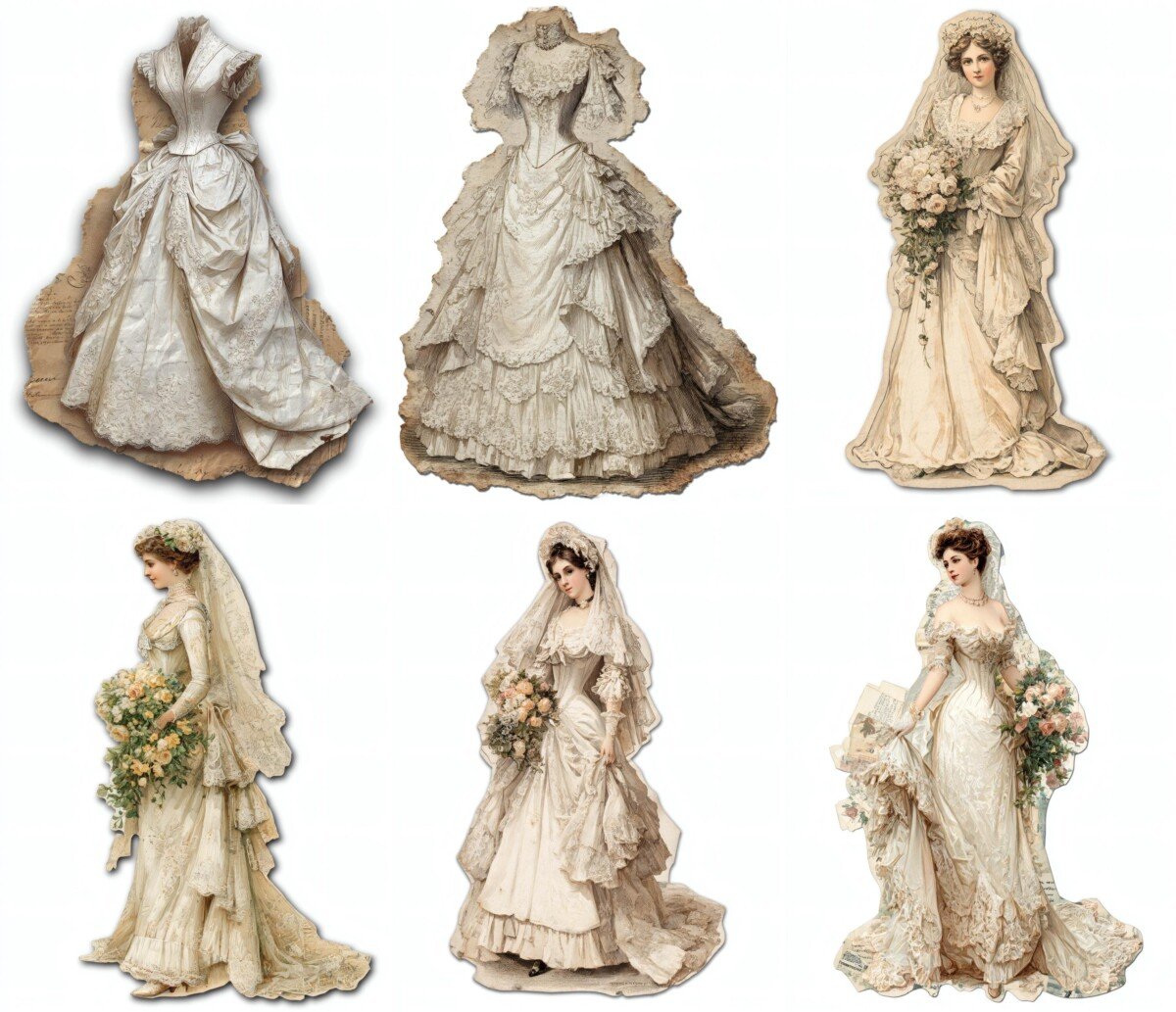 victorian – 28 Victorian Bride Junk Journal Supplies Stickers