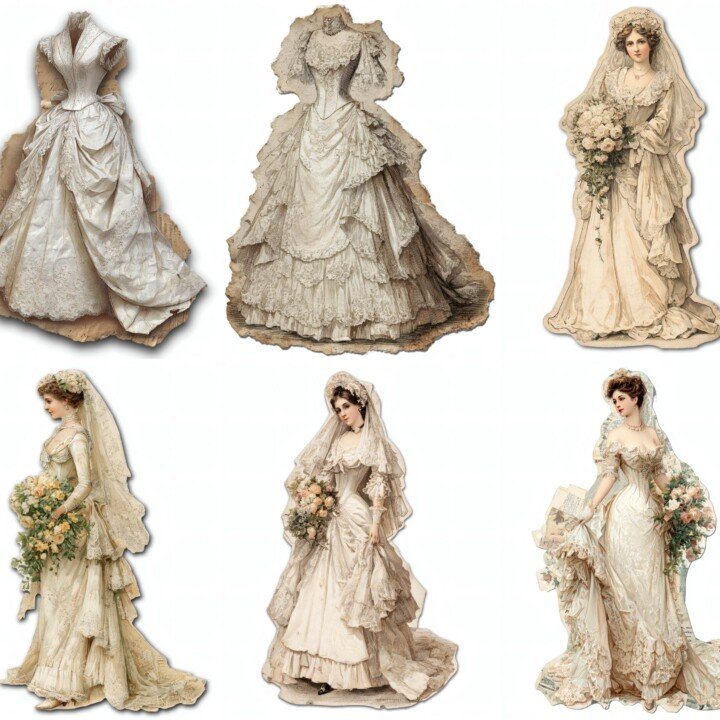 victorian – 28 Victorian Bride Junk Journal Supplies Stickers