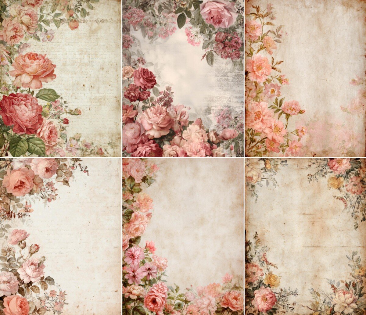 blush – 52 Blush Pink Floral Junk Journal Pages