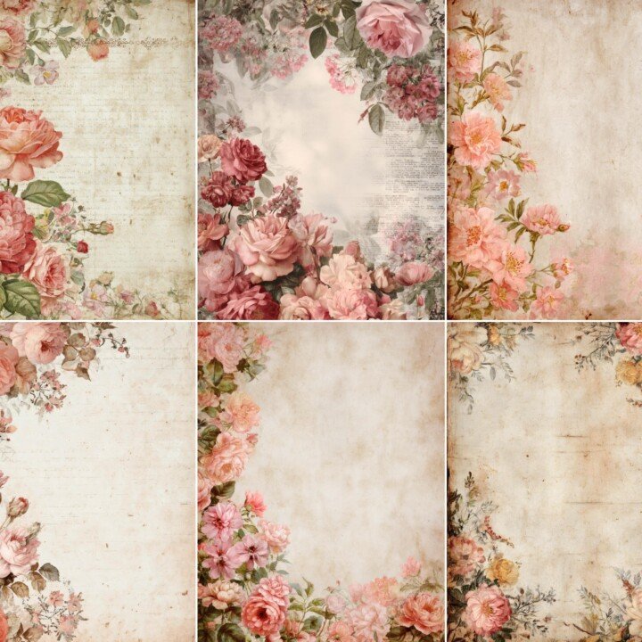 blush – 52 Blush Pink Floral Junk Journal Pages