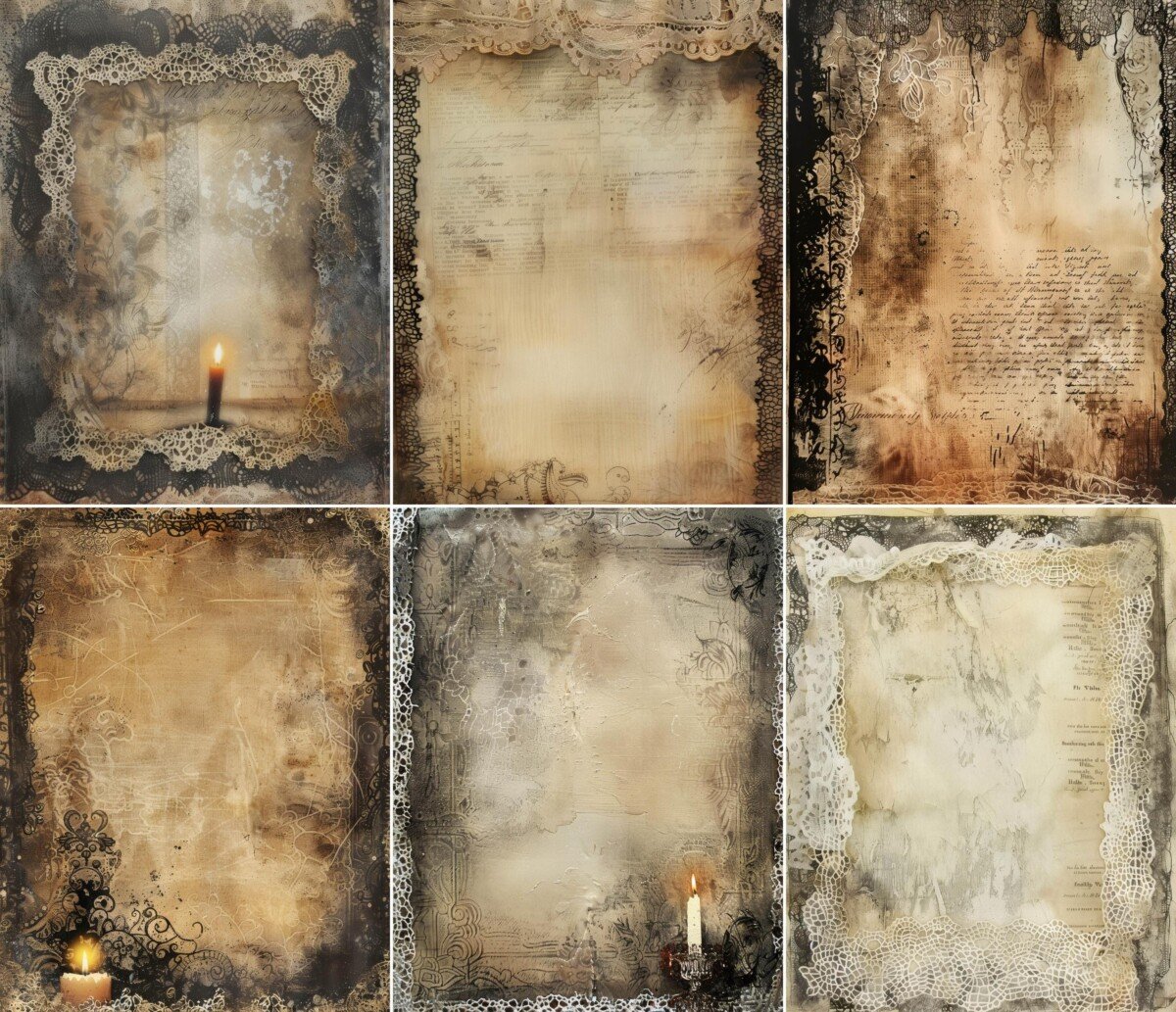 gothic – 53 Gothic Mourning Junk Journal Pages