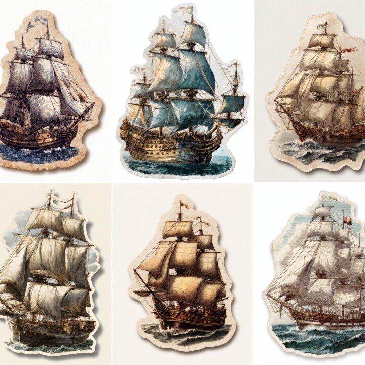 vintage – 24 Vintage Ship Nautical Travel Junk Journal Supplies Cutouts