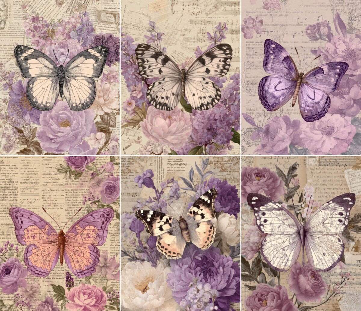 butterfly – 52 Butterfly Floral Junk Journal Pages