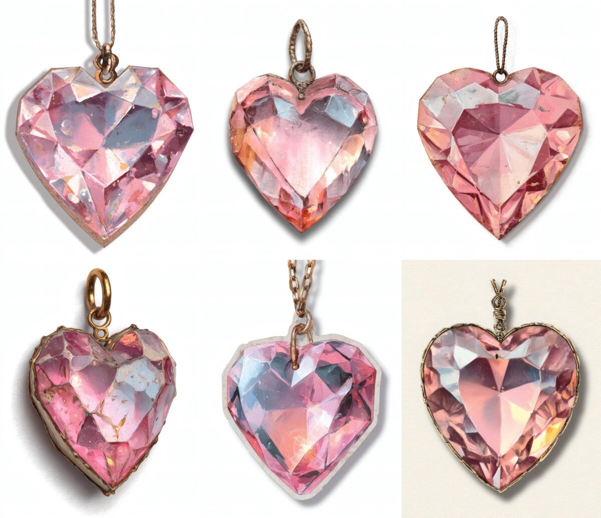 crystal – 24 Crystal Heart Junk Journal Stickers