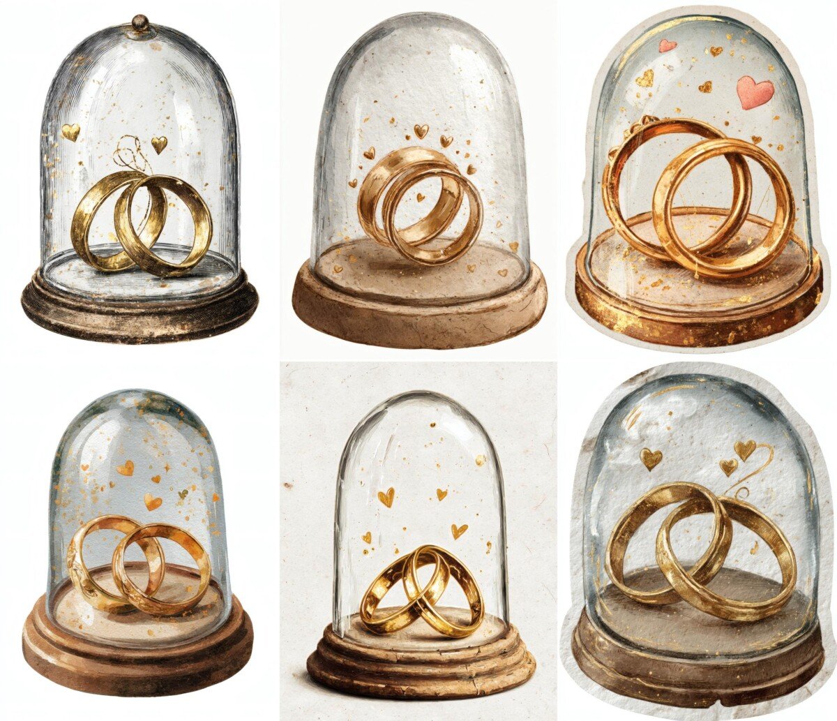 gold – 24 Gold Ring Dome Junk Journal Fussy Cuts