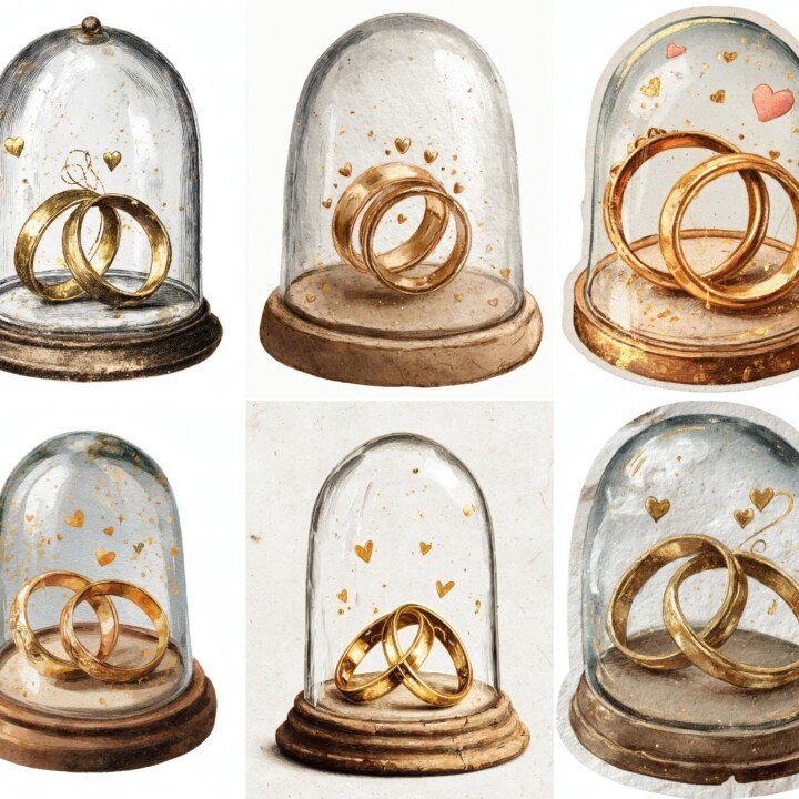 gold – 24 Gold Ring Dome Junk Journal Fussy Cuts