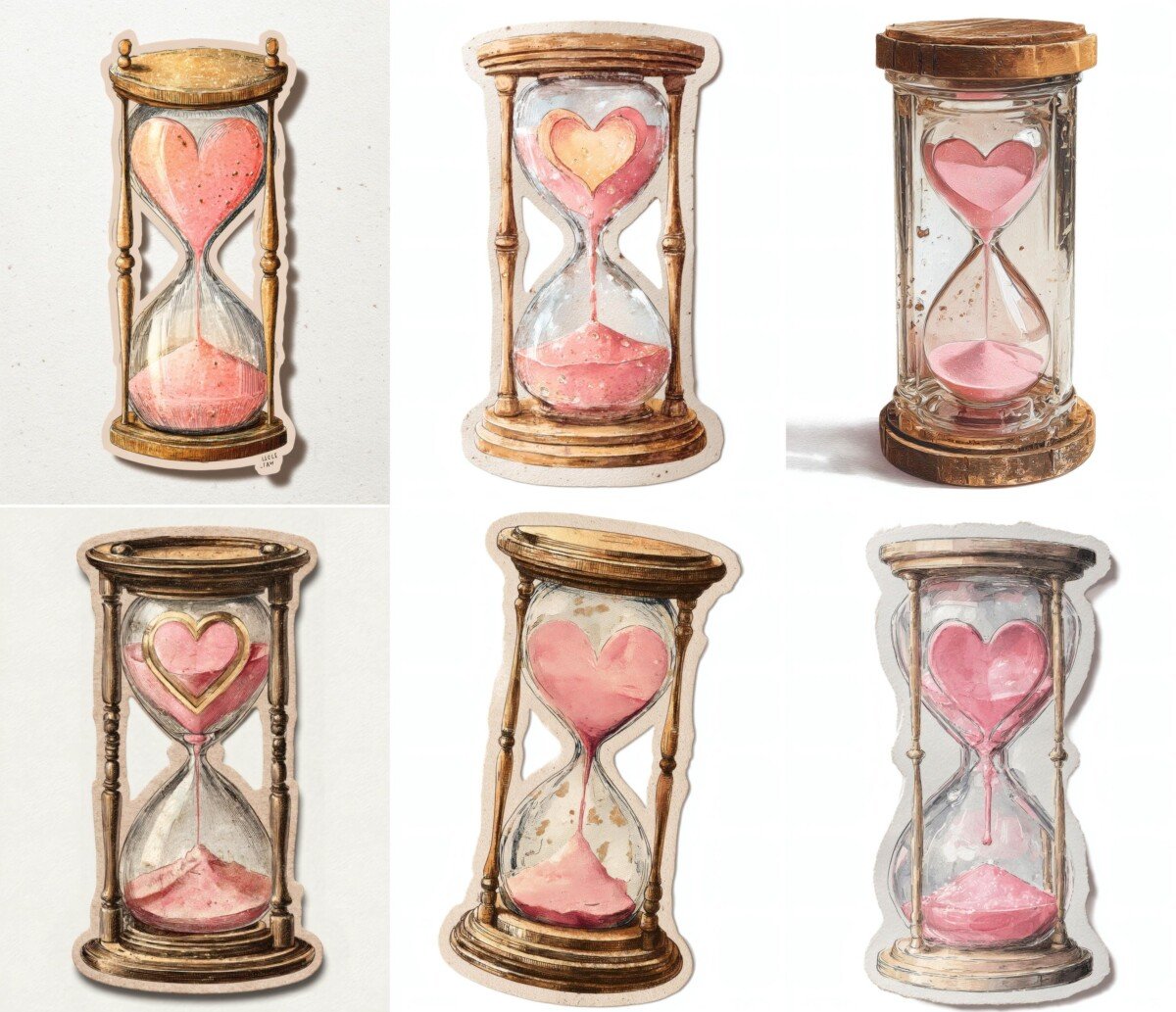 heart – 24 Heart Hourglass Junk Journal Fussy Cuts