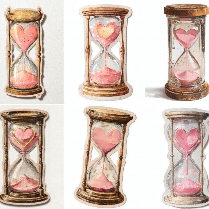 heart – 24 Heart Hourglass Junk Journal Fussy Cuts