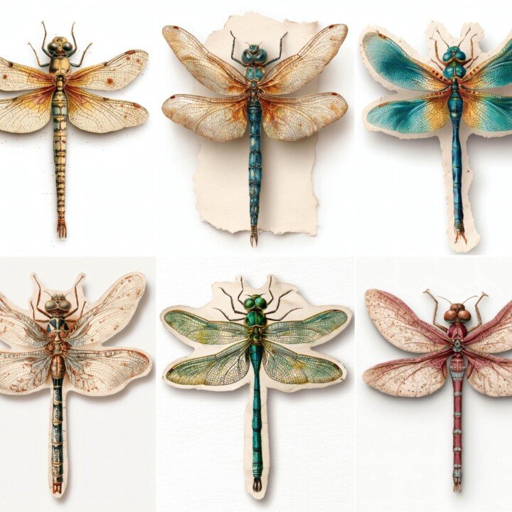 vintage – 24 Vintage Dragonfly Fussy Cuts