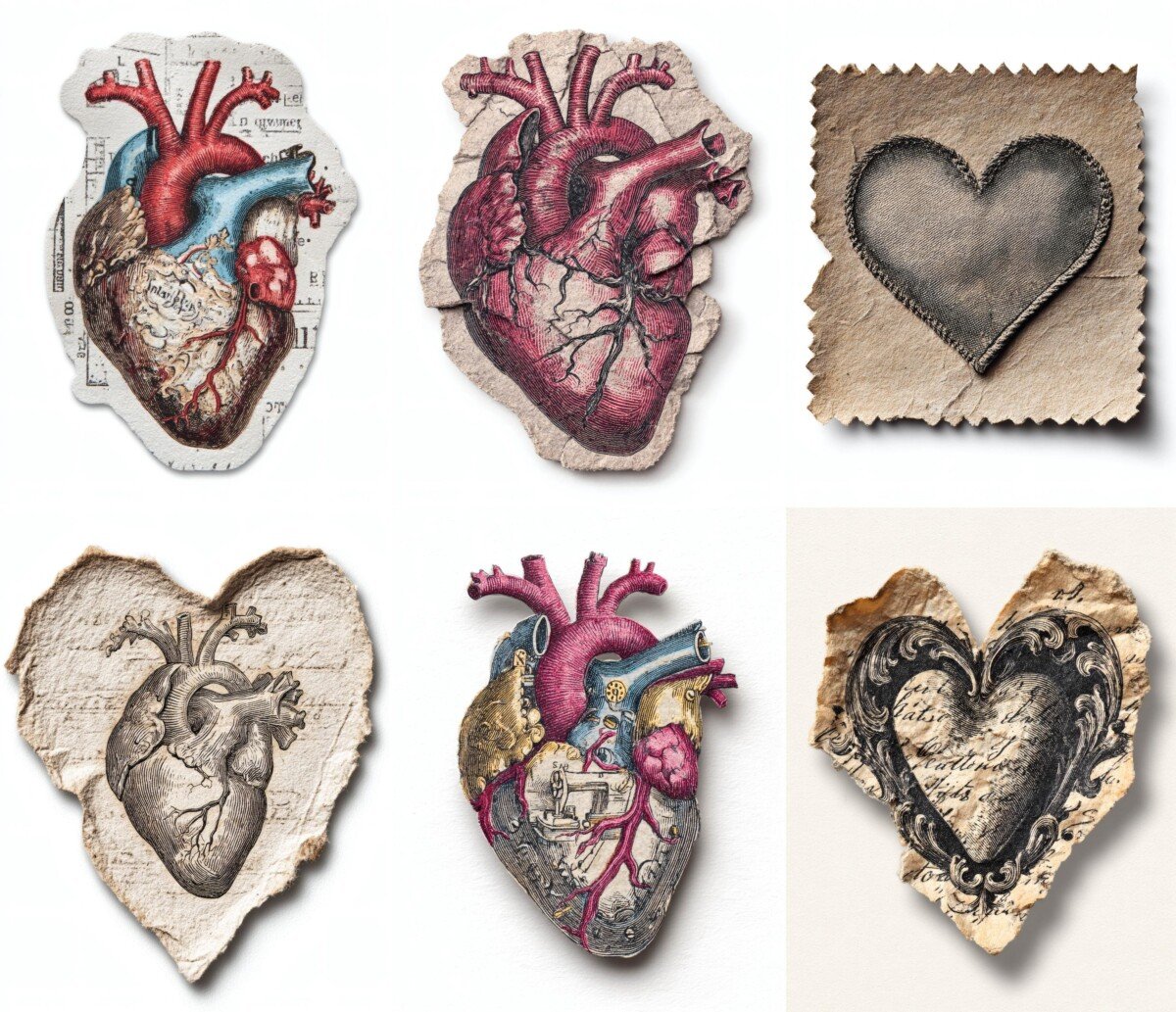 sewing – 24 Sewing Heart Junk Journal Fussy Cuts