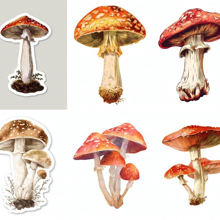 vintage – 40 Vintage Mushroom Botanical Junk Journal Supplies Cutouts