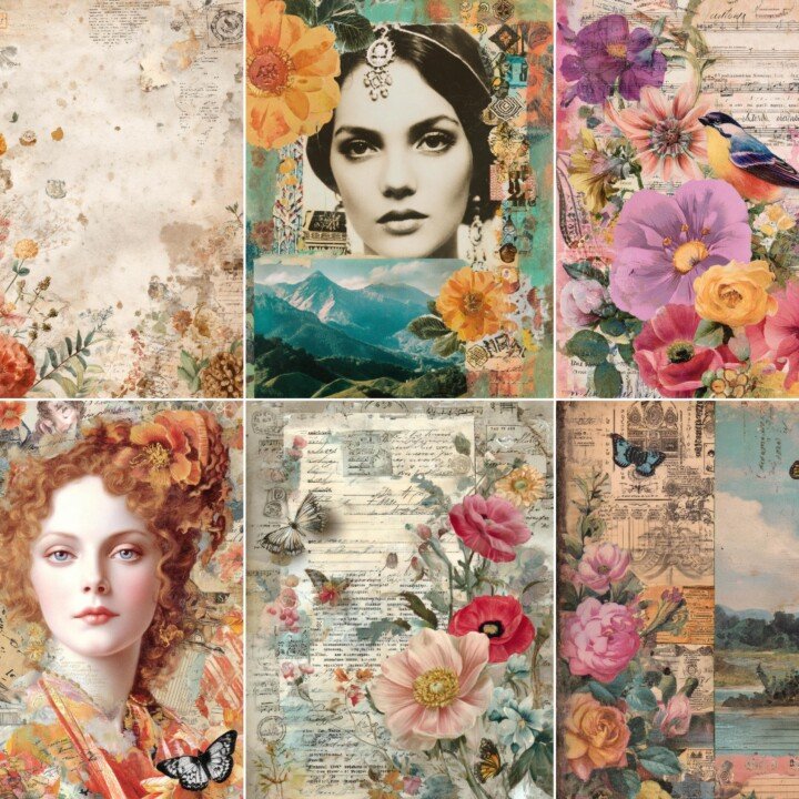 bohemian – 82 Bohemian Collage Junk Journal Pages