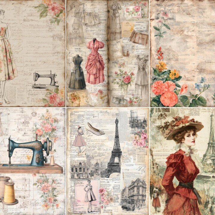 old – 37 Old Sewing Junk Journal Pages