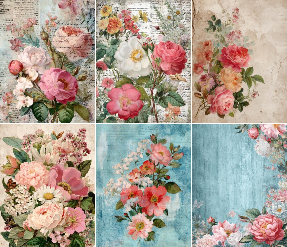 shabby – 62 Shabby Chic Floral Junk Journal Pages