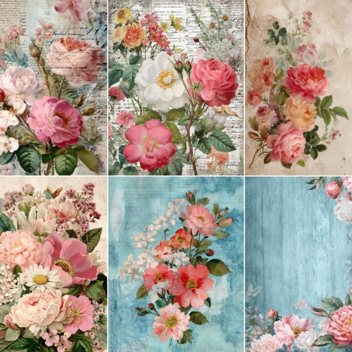 shabby – 62 Shabby Chic Floral Junk Journal Pages