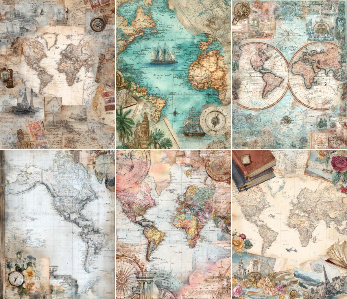 vintage – 48 Vintage Travel Junk Journal Pages