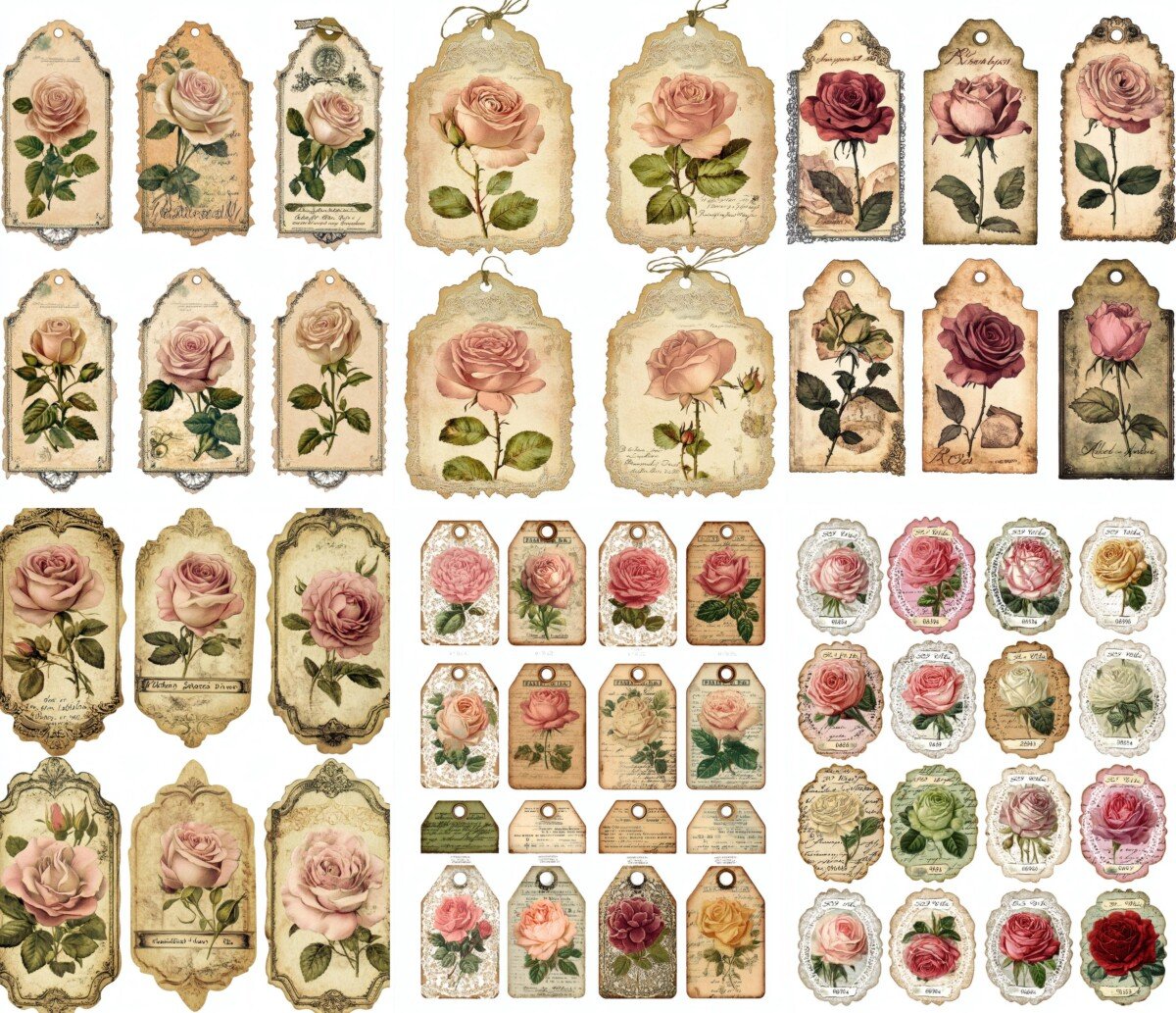 victorian – 300+ Victorian Rose Junk Journal Supplies Labels & Tags