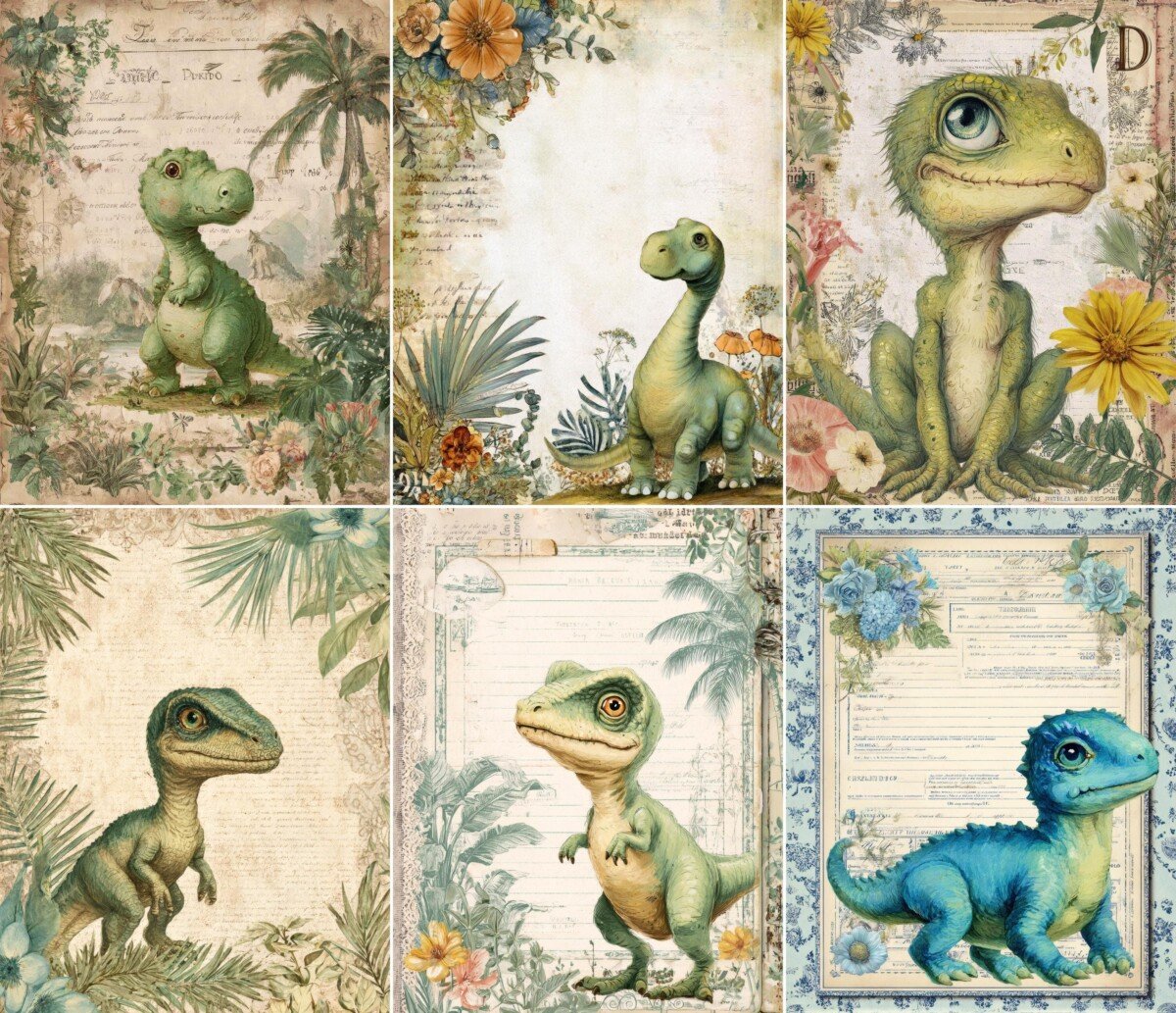 baby – 24 Baby Dinosaur Junk Journal Pages