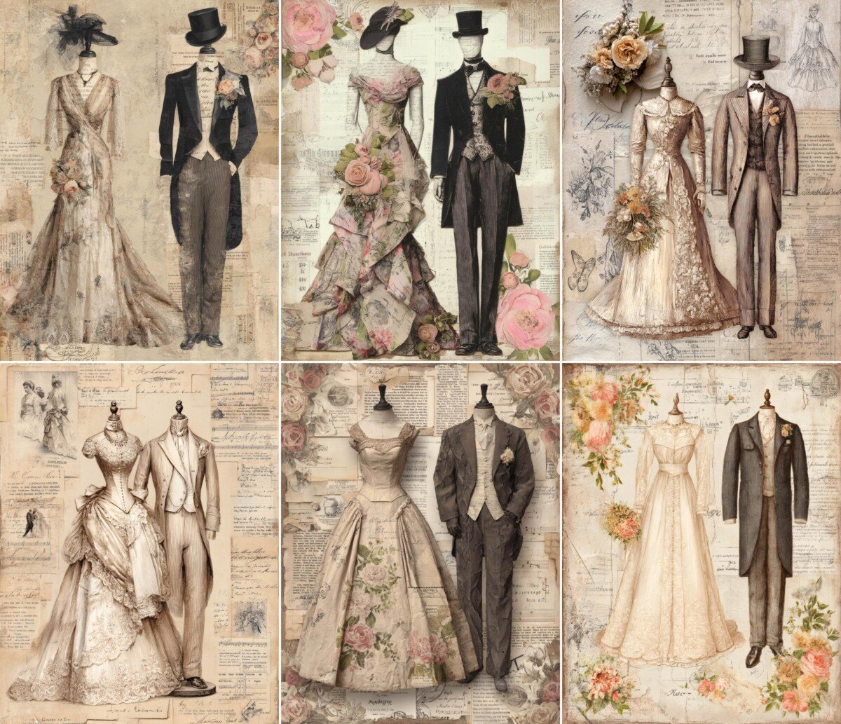 vintage – 64 Vintage Wedding Mannequin Journal Pages