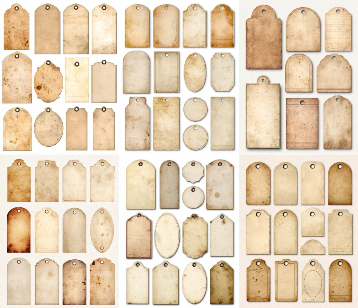 vintage – 200+ Vintage Parchment Tags Printable, Junk Journal Supplies, Blank Ephemera Labels, Antique Scrapbook Tags, Digital Download