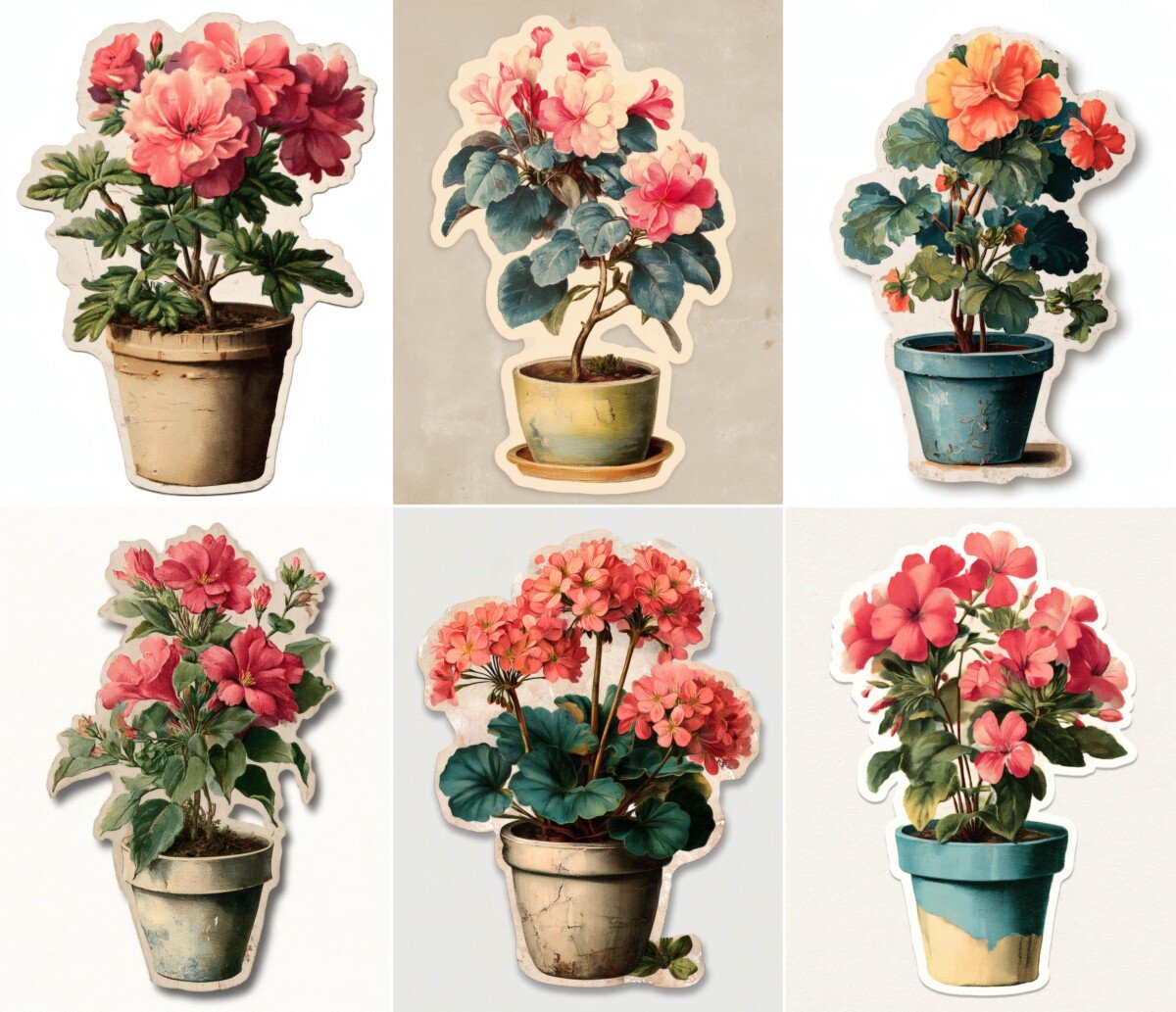 potted – 24 Potted Flower Garden Junk Journal Supplies Cutouts