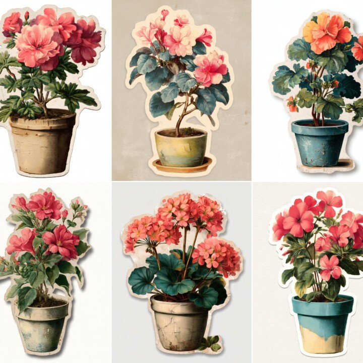 potted – 24 Potted Flower Garden Junk Journal Supplies Cutouts