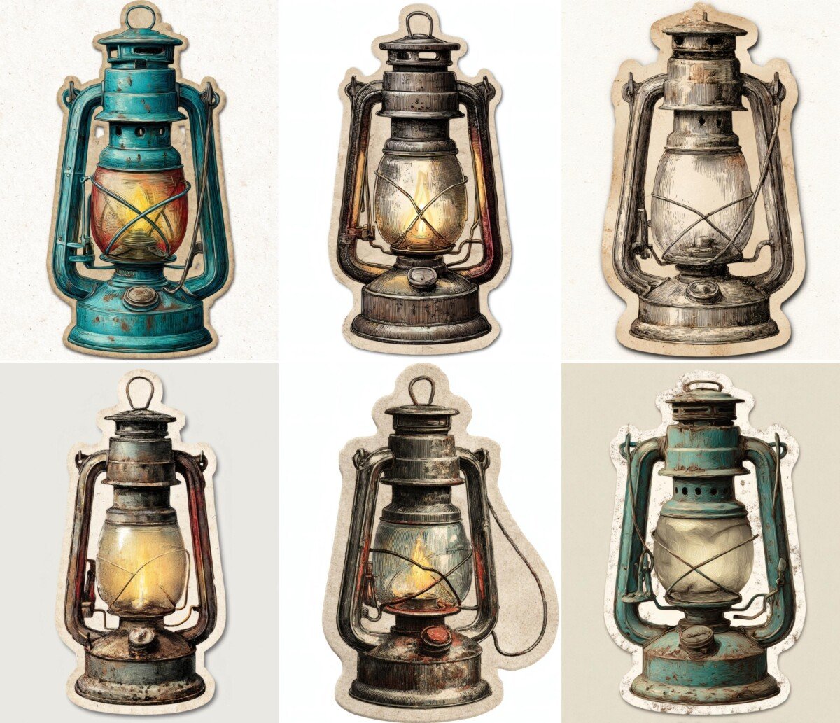 vintage – 24 Vintage Lantern Junk Journal Fussy Cuts